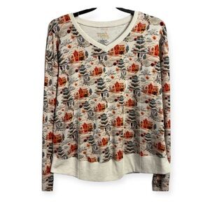 Emerson & Oliver Co. winter holiday print v neck top bamboo size XXL plus ladies